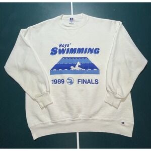 Vintage 1989 Russell Athletic Crewneck Sweatshirt Swimming Rare XL Made In USA